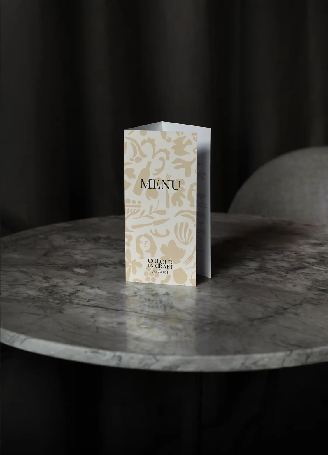 Minimal Colour in Craft menu standing on a dark marble table